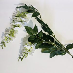 18" White Wisteria Floral Spray